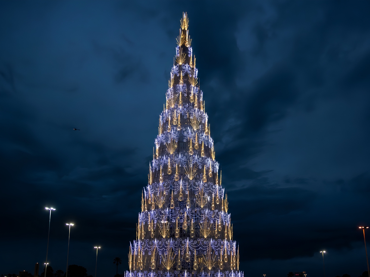 Blocos usados como ancoragem da árvore de Natal